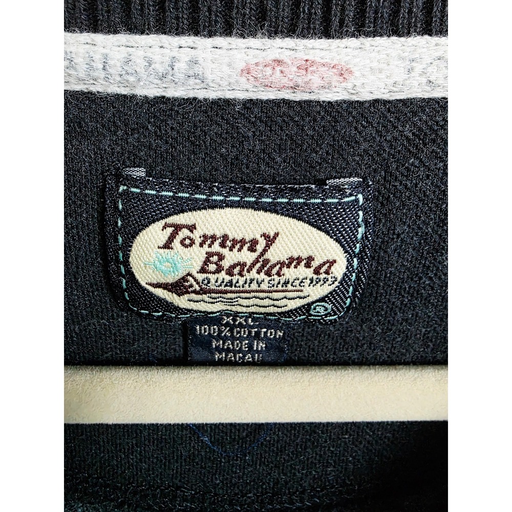Tommy‎ Bahama Mens XXL Tropical Vintage Y2K Short Sleeve Polo Shirt Black Green - Picture 6 of 11